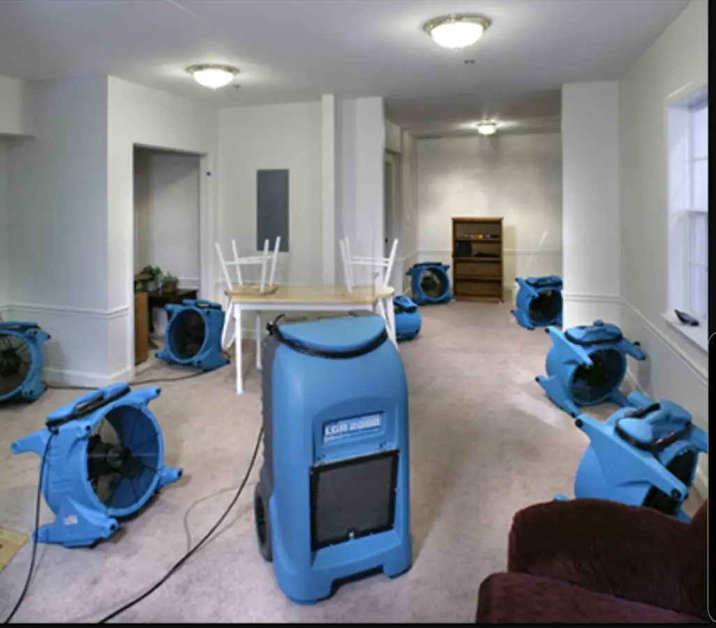 Air movers and dehumidifier setup for Water Extraction & Removal in Danbury